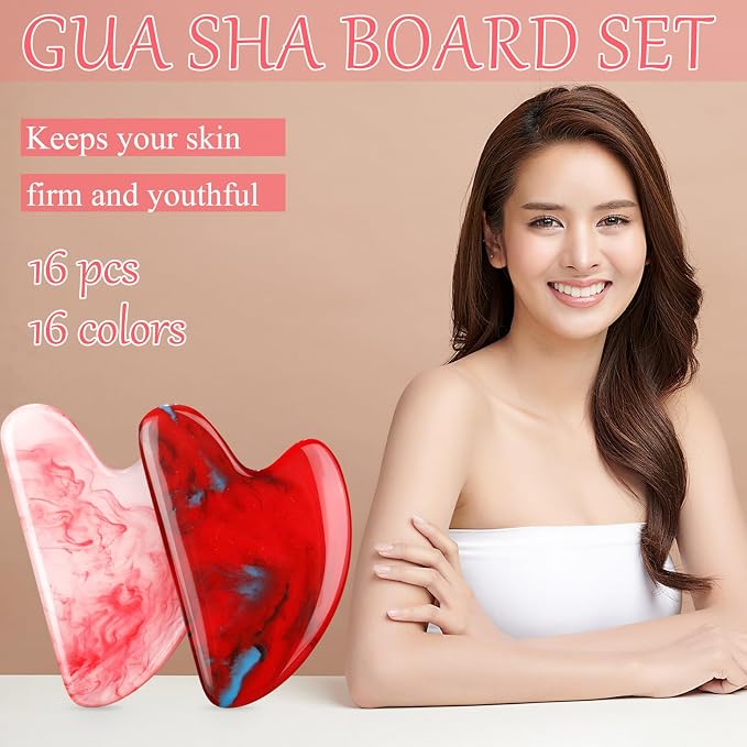 Sherr 16 Pcs Gua Sha Facial Tools Gua Sha Stone Facial Massage Tools Face - Image 5