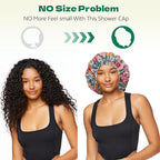 2 PCS Shower Cap Waterproof Double Layer Elastic Adjustable Reusable Hair Bath - Image 5