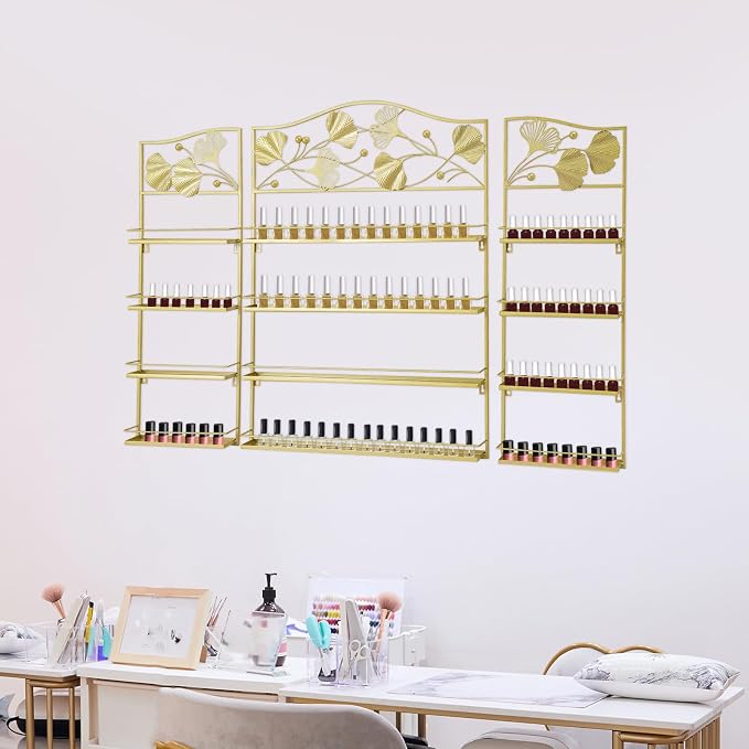 4 Tier Wall-Mounted Nail Polish Storage Racks 3PCS Metal Nail Polish Organizer - Image 5