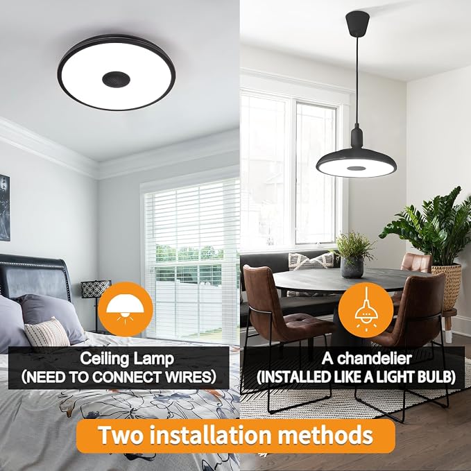 Black Waterproof LED Flush Mount Ceiling Light Fixture, - Image 6