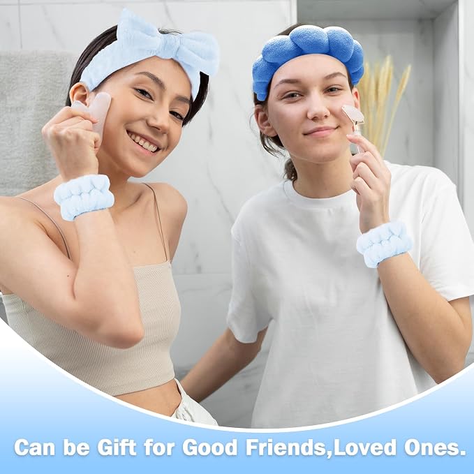 Zkptops 6Pcs Spa Headband for Washing Face Wristbands Set Women Bubble Makeup - Image 2