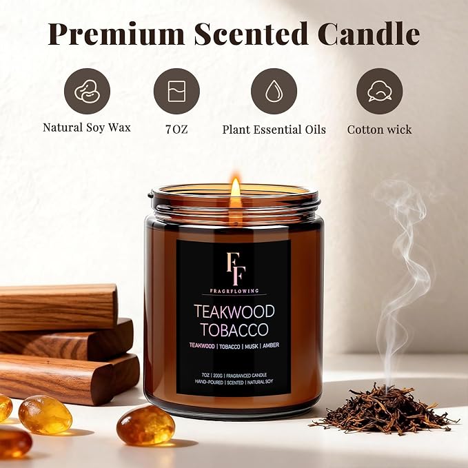 Teakwook Tobacco Scented Candle - Image 2
