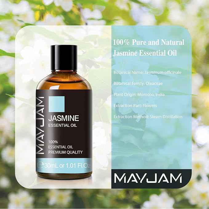 Jasmine Essential Oil 30ML/ 1.01FL.OZ, MAYJAM Pure Jasmine Oil Aromatherapy - Image 3
