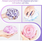 LAYUKI Bath Loofah, Shower Sponge, Body Scrubber, Rose-Shaped - Image 3