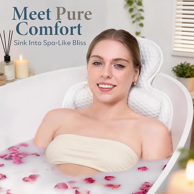 Bath Pillows for Tub, Comfortable Bathtub Cushion for Head and Neck - Image 2