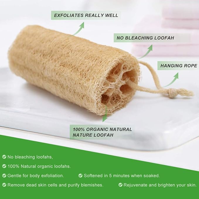 Natural Loofah Sponge, METLUCK 6 Pack Organic Real Loofah Exfoliating Body - Image 3