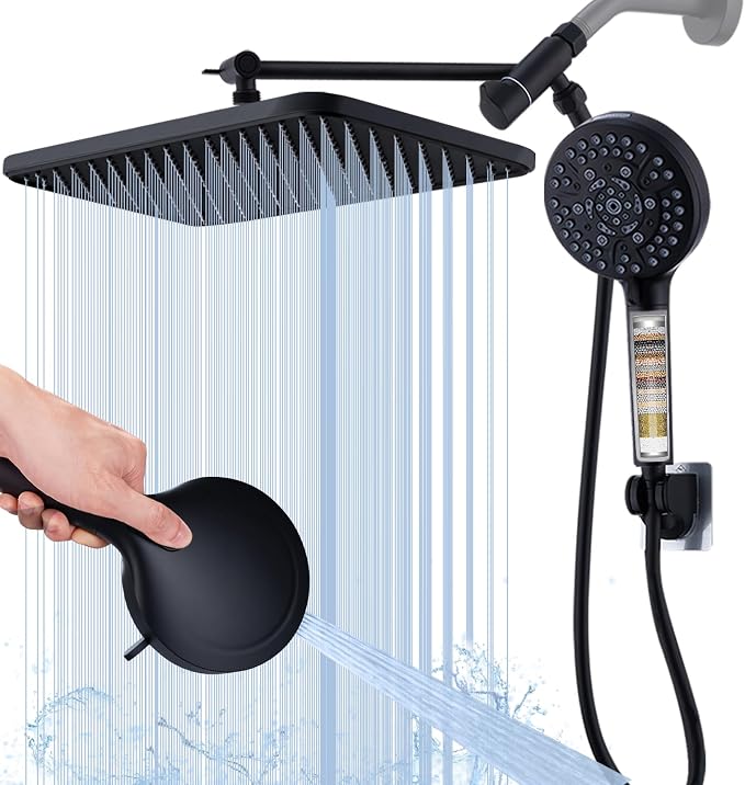 Black Large High Pressure Filtered Shower Head by BSTGZLUXU