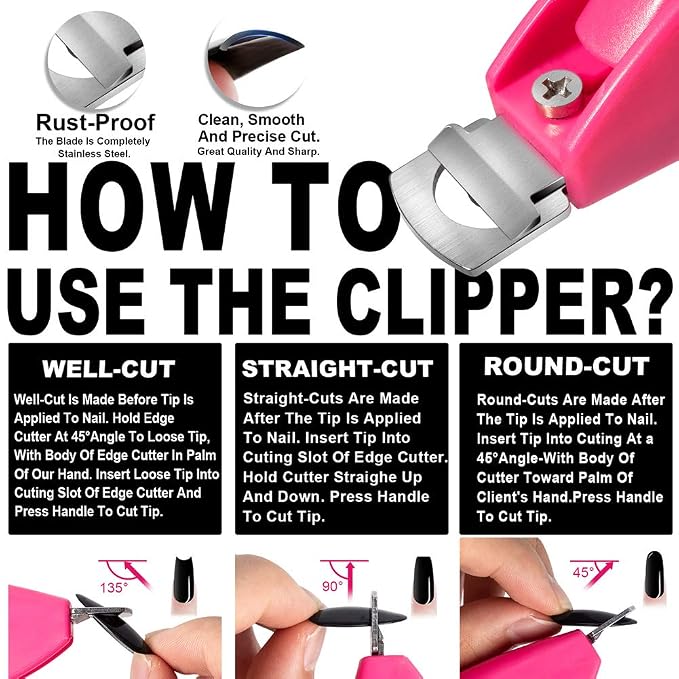 Pink Adjustable Artificial Acrylic Fake Nail False Nail Tip Clipper Cutter - Image 2