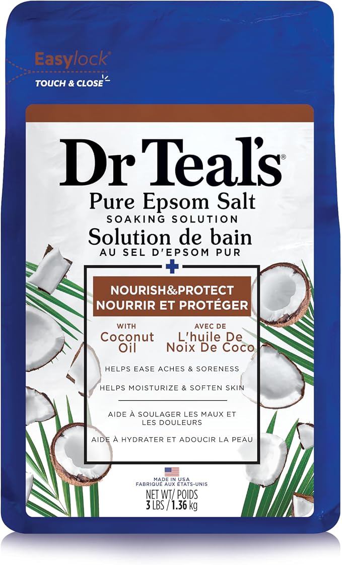 Dr Teal's Salt Soak with Pure Epsom Salt, Nourish & Protect with Coconut Oil by DrTeals