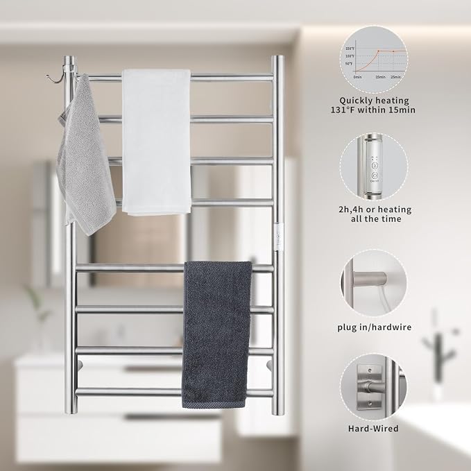 Wall Mounted Towel Warmer 8 Bars - Image 2