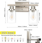 Ascher 2-Light Wall Sconces, Modern Vanity Light Fixture - Image 6