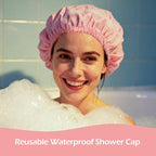 Shower Cap for Women Reusable Waterproof, Large Bath Cap - Image 5