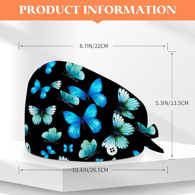 Adjustable Scrub Cap with Buttons & Sweatband, Working Hat with Elastic Tie Back - Image 3