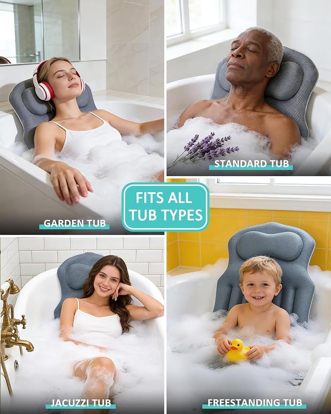 Full Body Bath Pillow for Bathtub, 5D Thick Tub Pillow for Bathtub - Image 6
