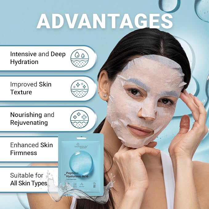VIABEAUTY 24 Pack of Hyaluronic Acid Face Mask - Image 3