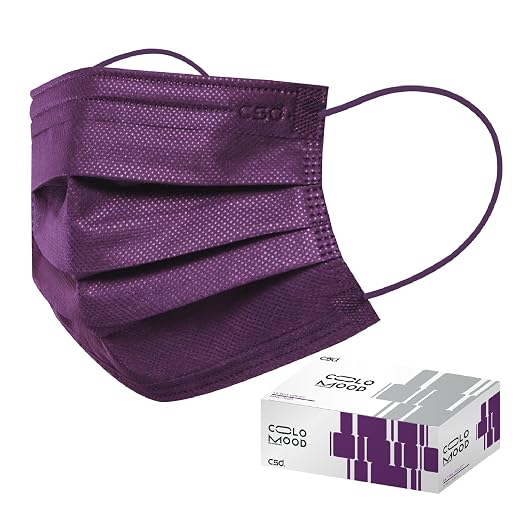 CSD Colo 30 Pcs Purple Disposable Face Masks, 3 Ply Adult Mask by CSD