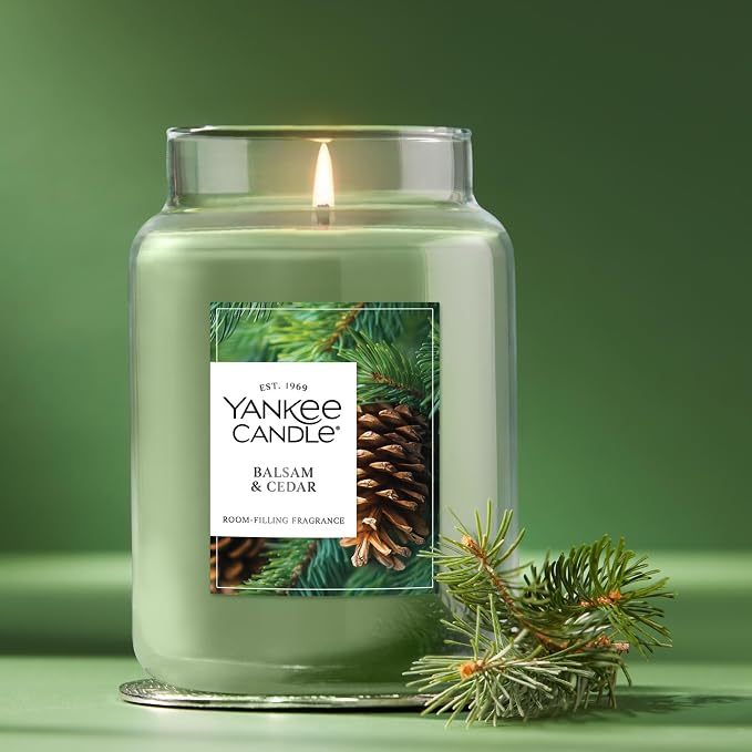 Yankee Candle Balsam & Cedar, Scented Candle, 22oz Large Jar - Image 4