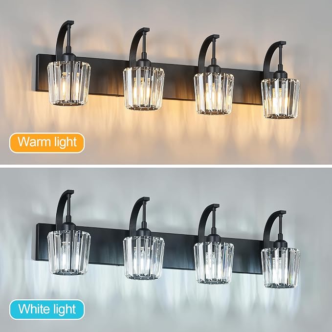 Modern Bathroom Vanity Light, 4-Light Black Wall Sconce - Image 5