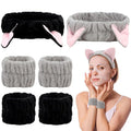 AMCAMI 6 Pcs Spa Set, Cute Make Up Cat Ears Headband Plush Animal Makeup by Amcami