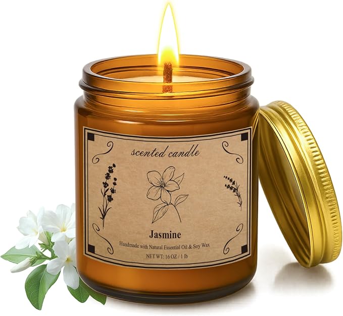 Scented Candles for Home, 16oz Large Jar Scented Candle – Jasmine Soy Wax Candle by Unknown