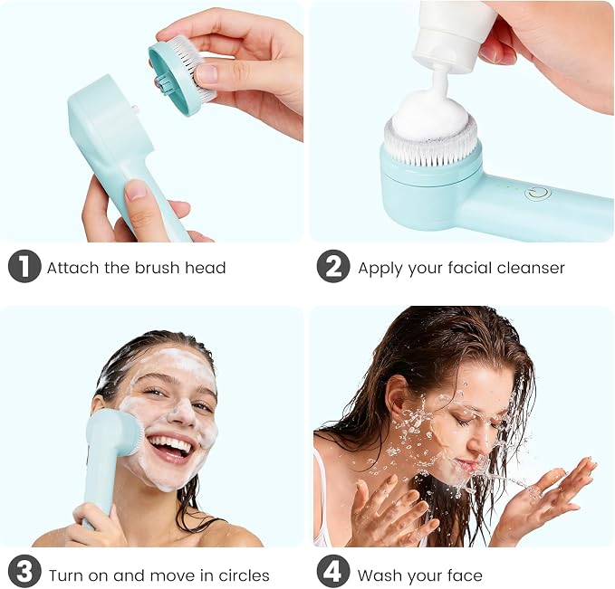 Facial Cleansing Brush with Dual Rotating, Electric Face Scrubber, 3 in 1 - Image 9