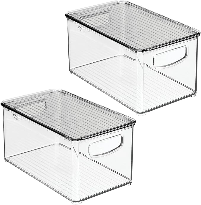 mDesign Deep Plastic Bathroom Storage Bin Box, Lid/Built-in Handles, - Image 9