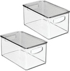 mDesign Deep Plastic Bathroom Storage Bin Box, Lid/Built-in Handles, - Image 9