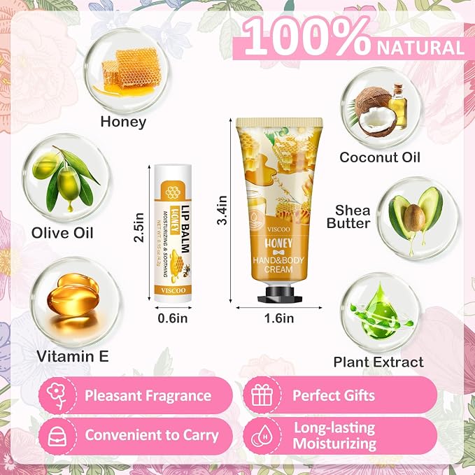VISCOO 16 Pack Bulk Lip Balm and Hand Cream Set, Mothers Day Gifts, Teacher - Image 3