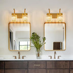 Bathroom Crystal Vanity Lights 2-Light Gold Wall Lamp Modern Crystal Bathroom - Image 8