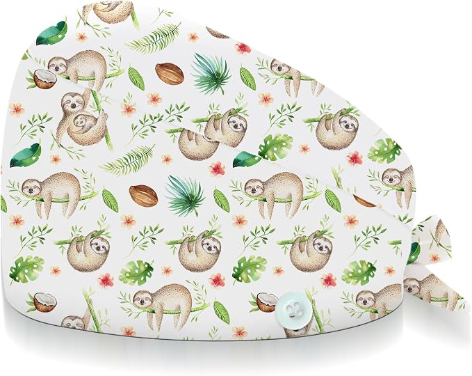 Adjustable Scrub Cap with Buttons & Sweatband, Working Hat with Elastic Tie Back - Image 8