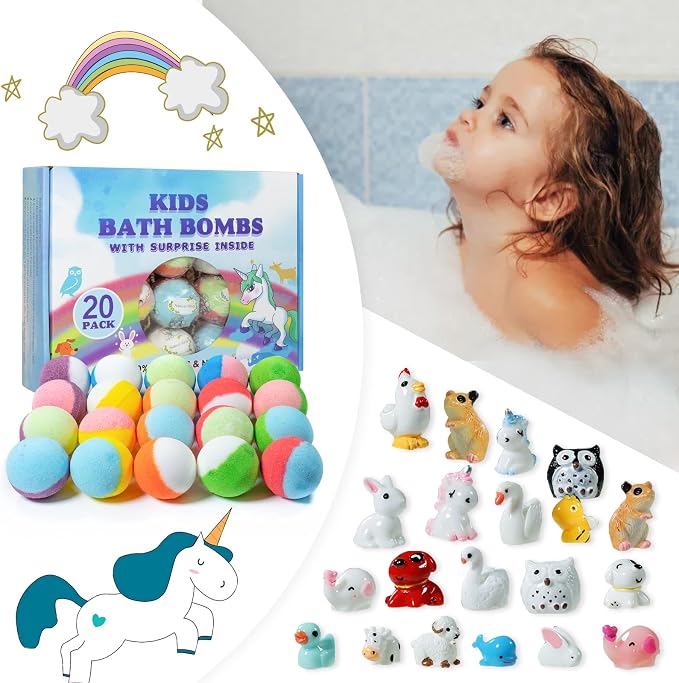 Yekery Bath Bomb Gift Set with Toys Inside, 20 Pack Organic Bath Bombs - Image 3