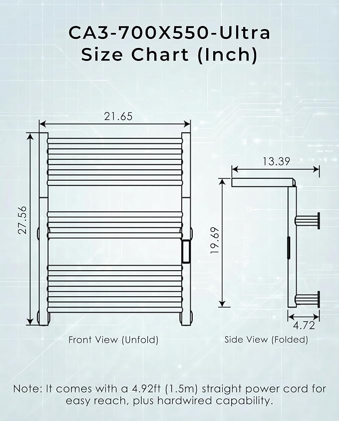 High-Density Foldable Heated Towel Rack, Smart Dual-Zone App/Voice Control - Image 7