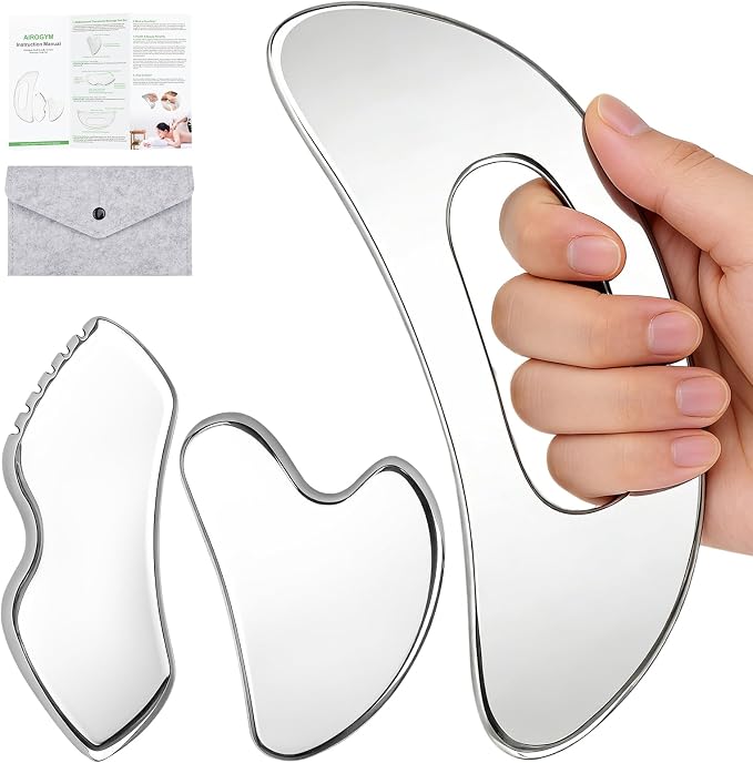 airogym 3 in 1 Stainless Steel Gua Sha Massage Tool by airogym