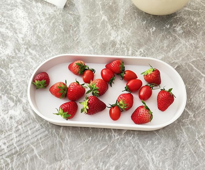 White Small Tray, Oval Tray for Kitchen Counter, Bathtub Bathroom Vanity Items - Image 4