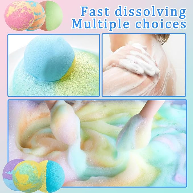 6PCS Bath Bombs Gift Set, Rainbow Bubble Spa Bath Bomb - Image 5
