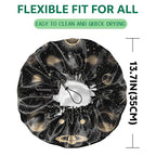 2 PCS Shower Cap Waterproof Double Layer Elastic Adjustable Reusable Hair Bath - Image 2