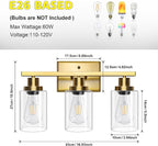 Ascher Bathroom Vanity Light Fixtures, 3 Light Wall Sconces Lighting - Image 6