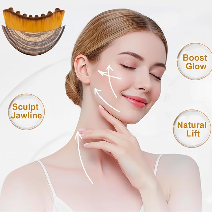 Stainless Steel Gua Sha Tool & Lymphatic Drainage Face Brush Set, TWPER Facial - Image 3