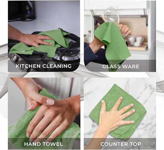 Avalon Towels Cotton Washcloths 24-Pack – 12 x 12 Inch Sage Green Super Soft & - Image 7