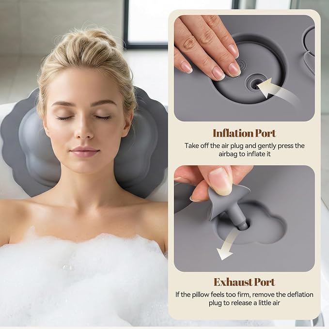 Silicone Bath Pillow for Tub – Inflatable Bathtub Pillows for Head & Neck - Image 3