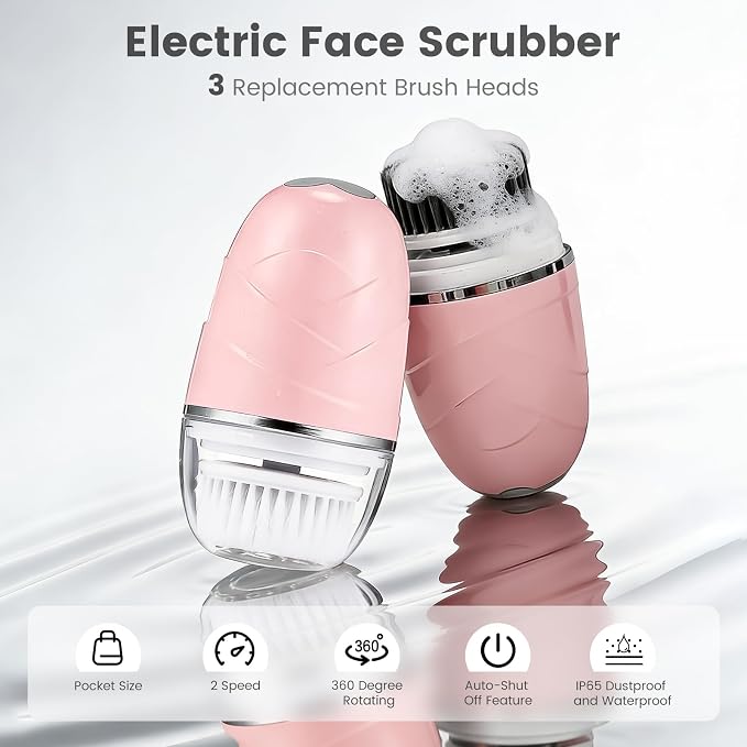 Facial Cleansing Brush, Mini Electric Face Scrubber, Waterproof Face Exfoliator - Image 2