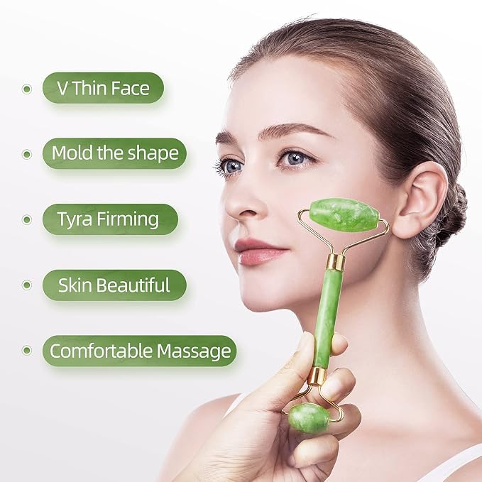 AECW Natural Jade Roller for Face Eyes Tool Jade Facial Roller Noiseless Facial - Image 3
