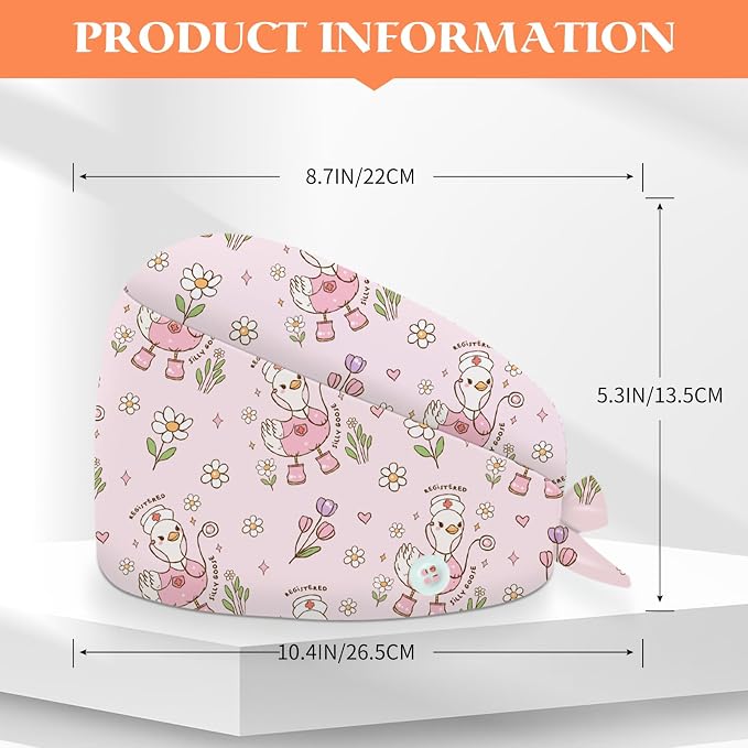 Adjustable Scrub Cap with Buttons & Sweatband, Working Hat with Elastic Tie Back - Image 3
