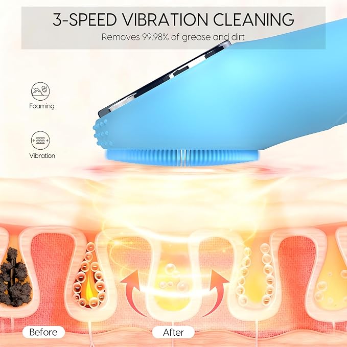 Silicone Facial Cleansing Brush, Portable Electric Face Scrubber - Image 2