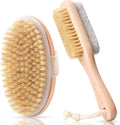 LAYUKI Body Brush for Dry or Wet Brushing and 2-Sided Foot File Scrubber Set by LAYUKI
