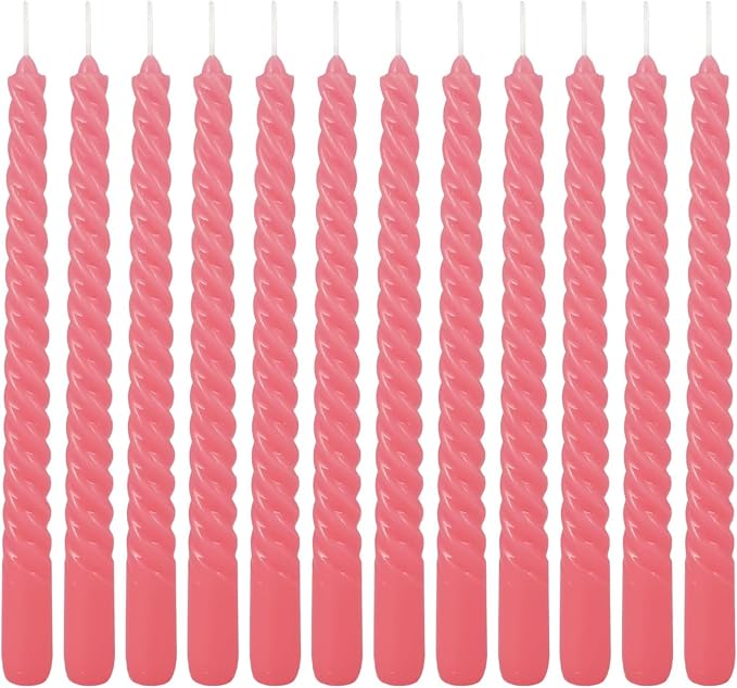 WPONSZU 10 Inch Pink Spiral Taper Candle Set of 12 Pack Unscented Dripless - Image 9