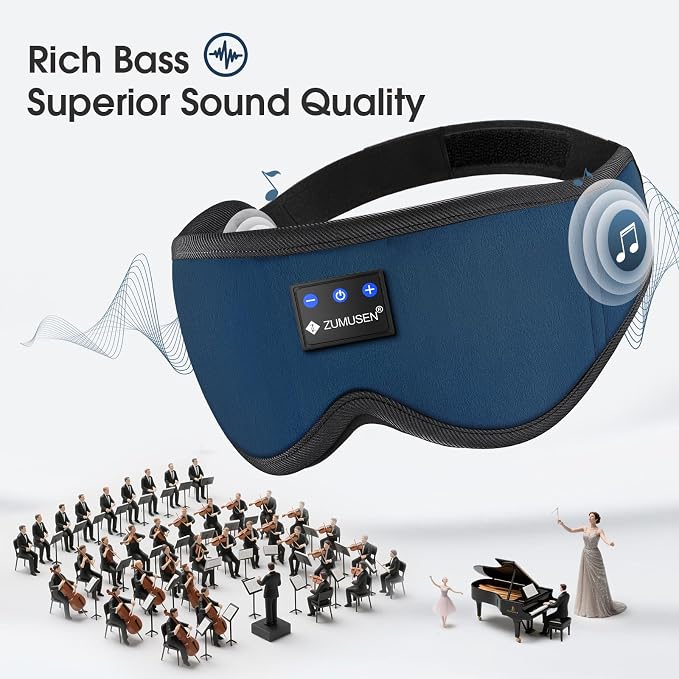 ZUMUSEN Bluetooth Sleep Headphones, 3D Wireless Music Eye Mask - Image 5