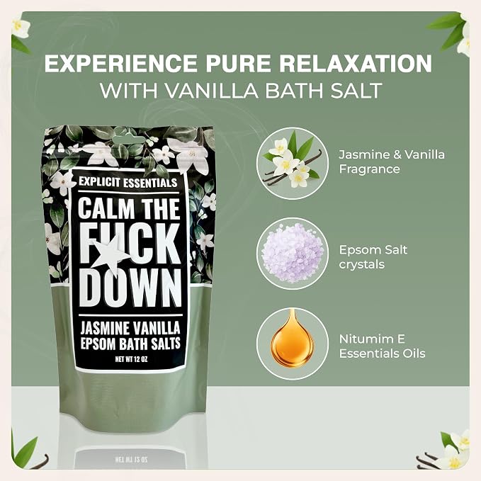 Explicit Essentials Jasmine Vanilla Epsom Bath Salts, Relaxation Blend - Image 3