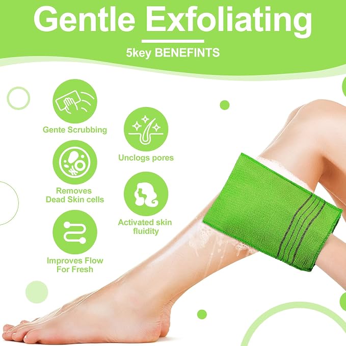Tatuo 12 Pieces Korean Exfoliating Mitt Glove Italy Towel Body Skin Scrubber - Image 3