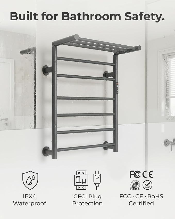 Foldable Heated Towel Rack, Dual-Zone Electric Towel Warmer Rack - Image 4